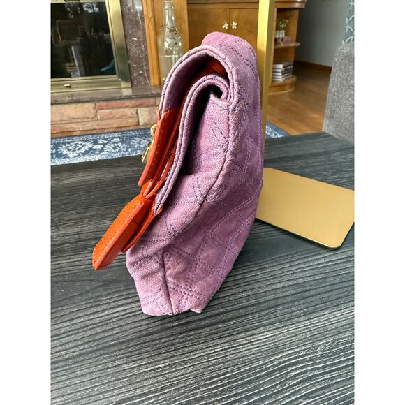 Marc Jacobs Quilted Purple & Orange Double Flap Foldover Clutch MSRP $1275+ - Picture 9 of 12